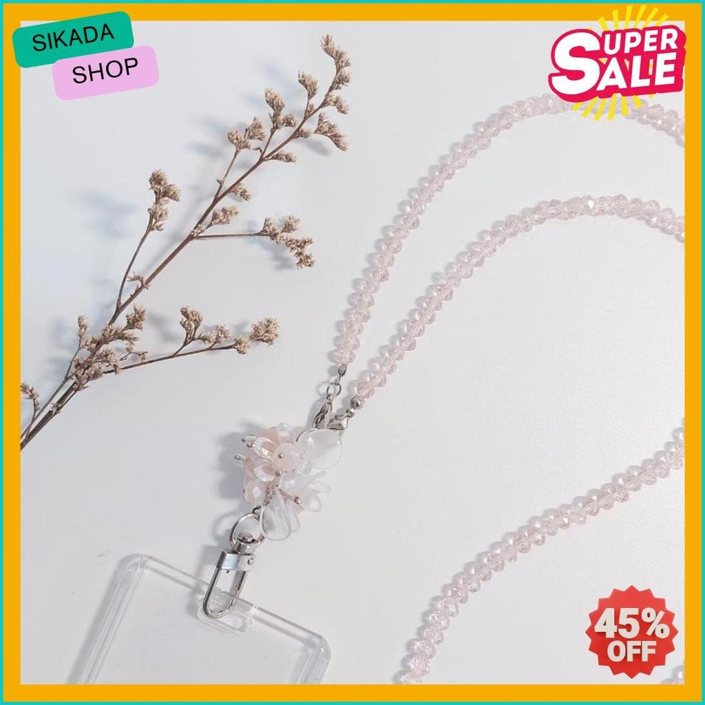 

[Lalaluna] Lanyard Crystal Beads Aesthetic | Gantungan Id Card Kantor - Bloom Diskon Setengah Harga