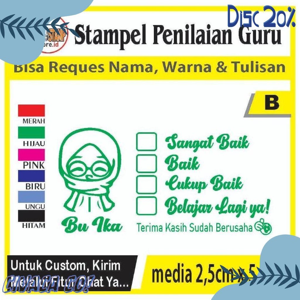 

Stempel Penilaian/Ganti Nama, Gambar Dan Warna/Cap Guru/Stampelbuguru Diskon