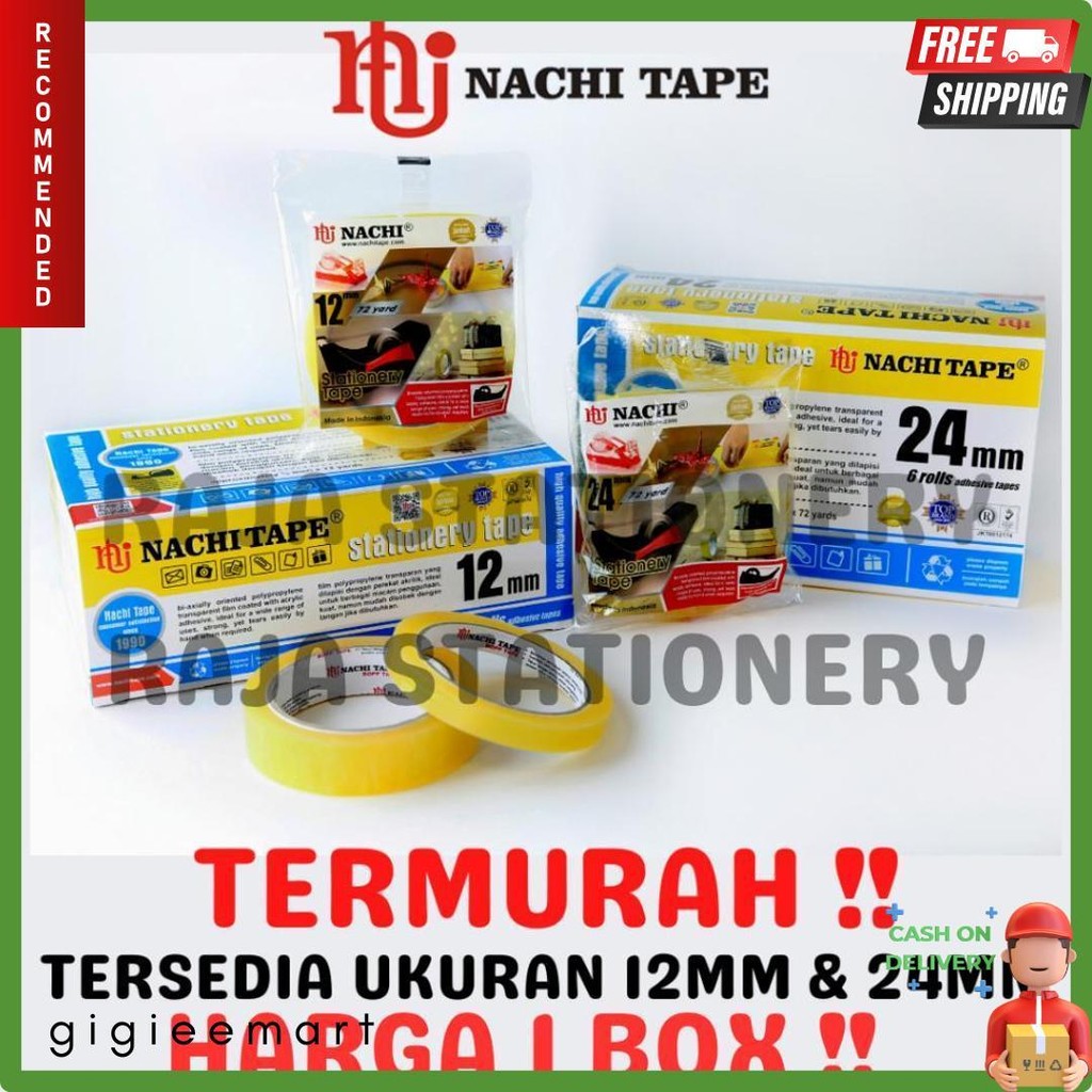 

Nachi Stationery Tape 12Mm 24Mm Selotip Solatip Lakban Solasi Isolasi Nachi [1 Box] Terlengkap Dan Termurah