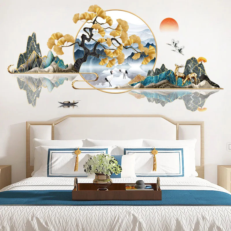 Stiker Gaya Cina Stiker Dinding Pemandangan Burung Wallpaper untuk Dinding Ruang Tamu Dekorasi Dindi