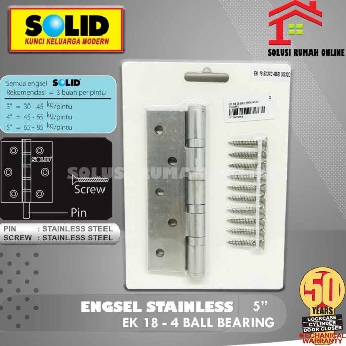 SOLID ENGSEL STAINLESS 5 INCH EK 18 / ENGSEL PINTU 4 BALL BEARING
