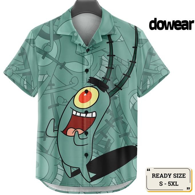 New Dowear Baju Kemeja Motif Cowok Cewek Bali Pantai Surfing Hawai Jumbo 580 Plankton