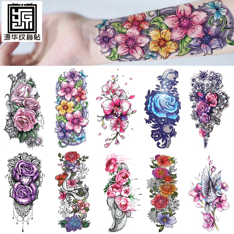 Text Wholesale Cross-Border Full Arm Tattoo Stickers Animal Small Supply Totem Skull Symbol Waterpro