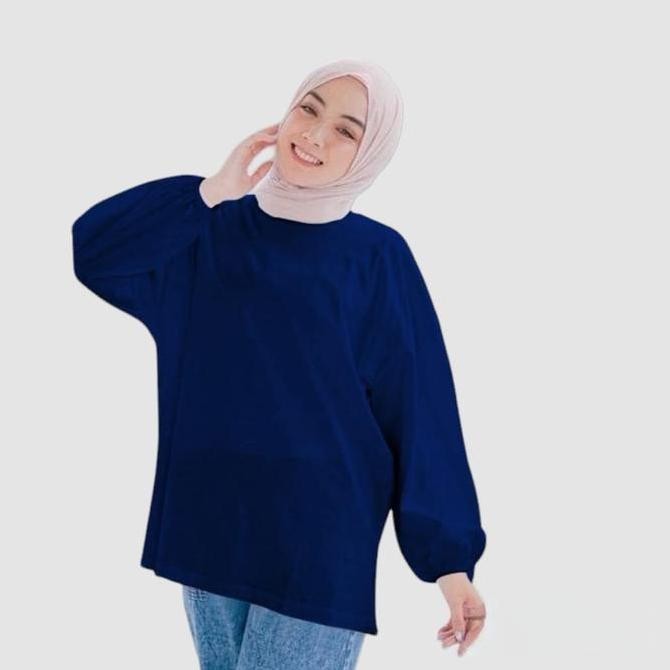 Sale Kaos Oversize Lengan Panjang Ld130 Atasan Polos Wanita Hijab Muslimah Tshirt Jumbo Bahan Babyte