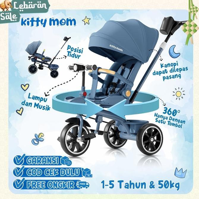 Sale Kitty Mom - Sepeda Anak Roda 3 Bayi 1 Tahun Travelling Tricycle Multifungsi Bisa Putar Dan Berb