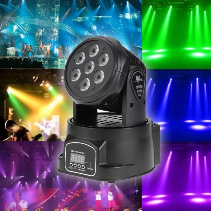 ] mini led RGB moving head light spot light lampu disko rotasi dmx512PAR