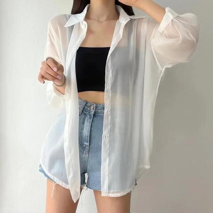New!! Ami - Kemeja Oversize Long Sleeve / Kemeja Transparan Ootd /