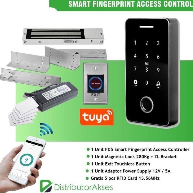 *****] DISKON Paket Smart Fingerprint Tuya Access Control FD5 EM Lock Pintu Akses
