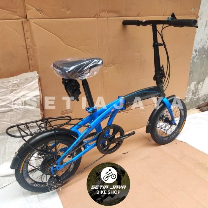 Sepeda Lipat 16 Inch Odessy Phyton Steel 7 Speed Rem Cakram Bagasi + Spakbor New Original Dan Terper