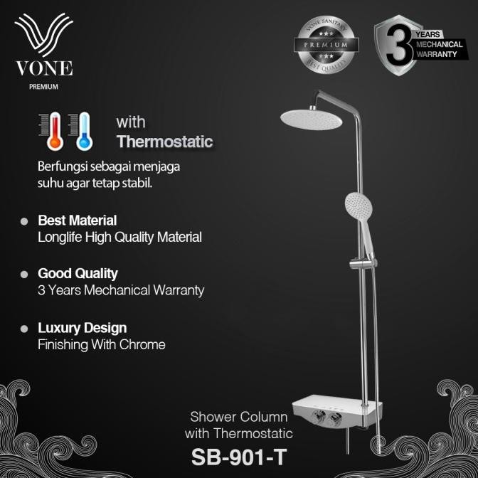 Sale Vone Shower Tiang Rain Kamar Mandi Full Set Mixer Panas Dingin Stainless ( Vone Premium )