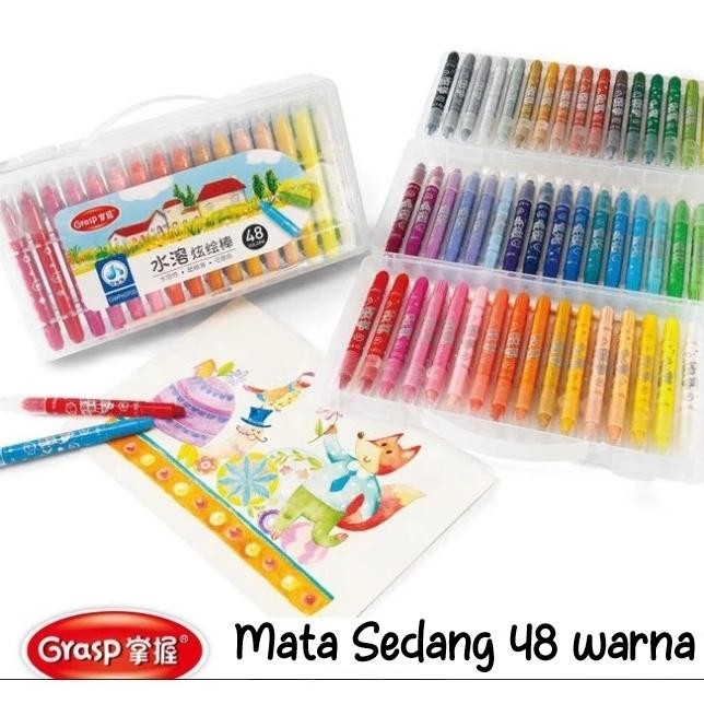 

Crayon Grasp 48 Warna / Crayon Grasp Mata Sedang / Silky Crayon / Water Soluble Crayon