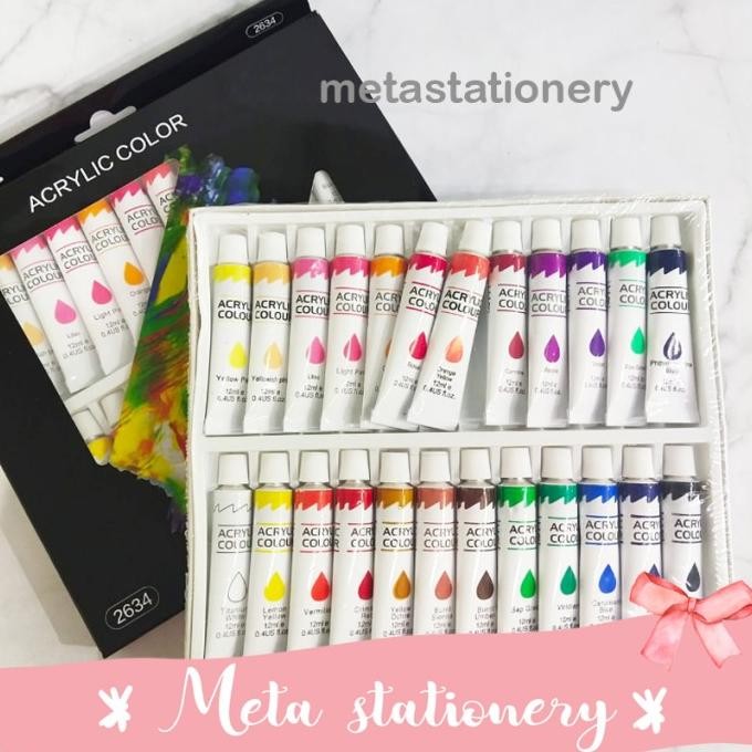 

Baru Cat Acrylic 24 Warna Bazic Premium