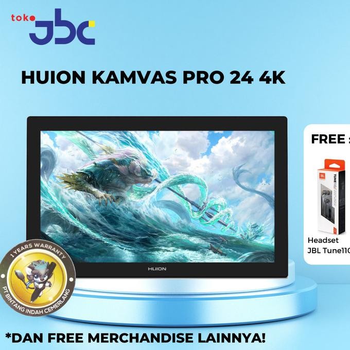 Huion Kamvas Pro 24 4K Srgb 140% Include Keydial Resmi 1Thn New Stok
