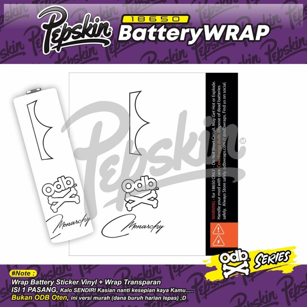 

*PromoGet2* Stiker Wrap Batrei 18650 Odebe V 02 Stiker Garskin HP/Case Custom Dan COD
