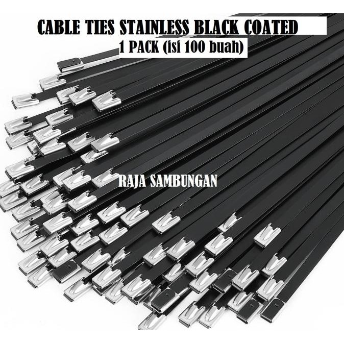 

TERBARU - Perpack Kabel Tis Stainless Black Coated 4.6 x 400 mm Ties Anti Karat