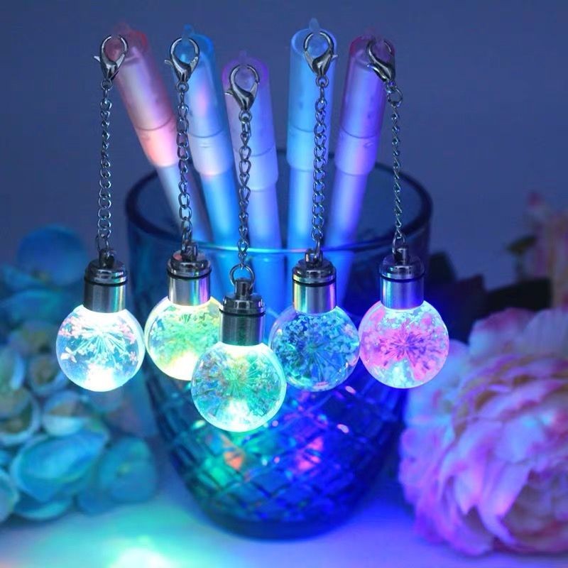 Pena Lampu Berkedip Personalisasi Kreatif Pena Gantung Pena Gel Hitam