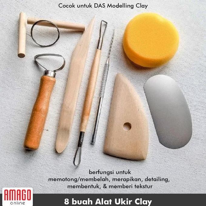 

Promo 8 pcs Pottery Clay Tools Set - Alat Ukir kayu Tembikar Tanah Liat COD