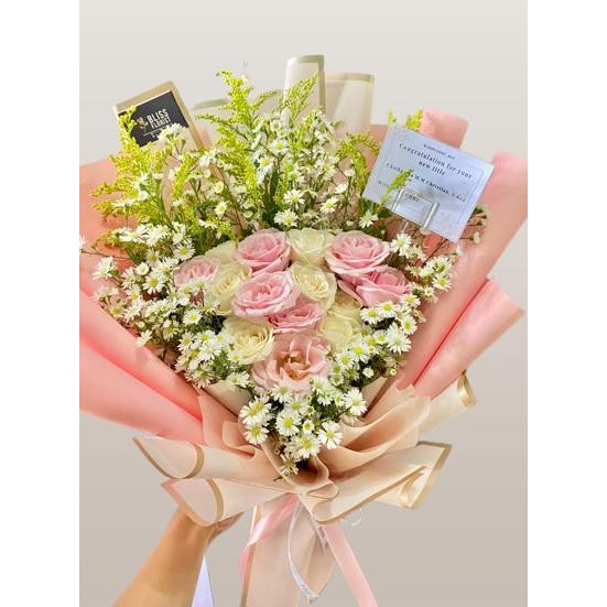 Buket Bunga segar asli Bandung mawar buket/ hadiah wisuda valentine Terlaris