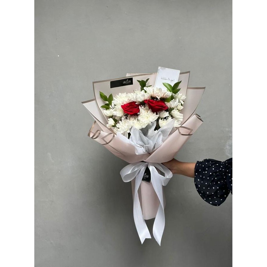 Buket bunga mawar krisan mix - florist bogor Terlaris