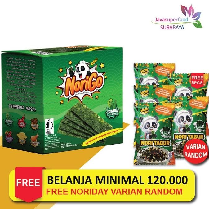 

(Good) Norigo Snack (1 BOX ISI 12 PCS) / Nori Sachet Seaweed Snack 3g Halal