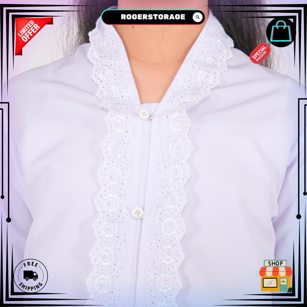 Primaragam Kebaya Anak Perempuan Modern Sd Smp Sma Atasan Baju Sekolah Adat Sunda Encim Putih Promo 