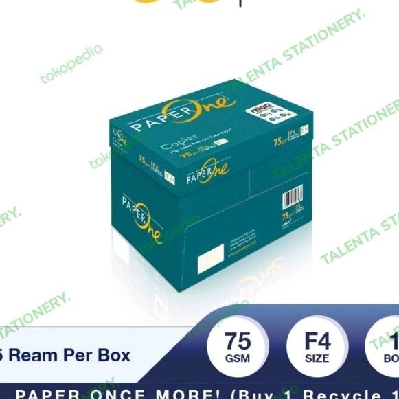 

PaperOne Kertas F4 75gr Copier 1 Box = 5 rim= (2500 lembar) Kertas HVS