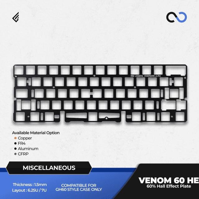 GEONWORKS VENOM 60 HE PLATE GH60 HALL EFFECT 60% GAMING KEYBOARD RAPID TRIGGER SOCD 1904T