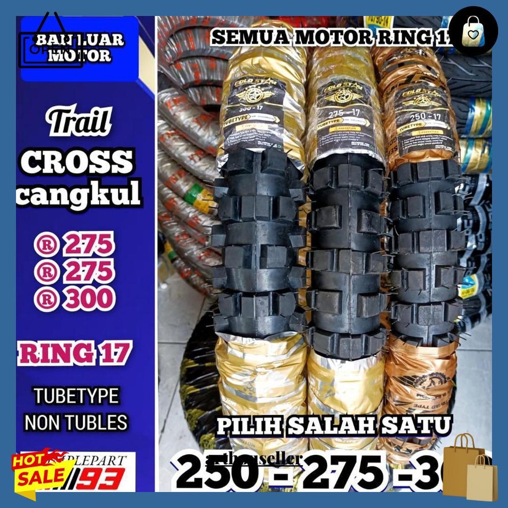 Promo - Ban Luar Motor Trail Cross Cros Cangkul [ 250 , 275 , 300 Atau 70/90 , 80/90 , 90/90 ] Bebek