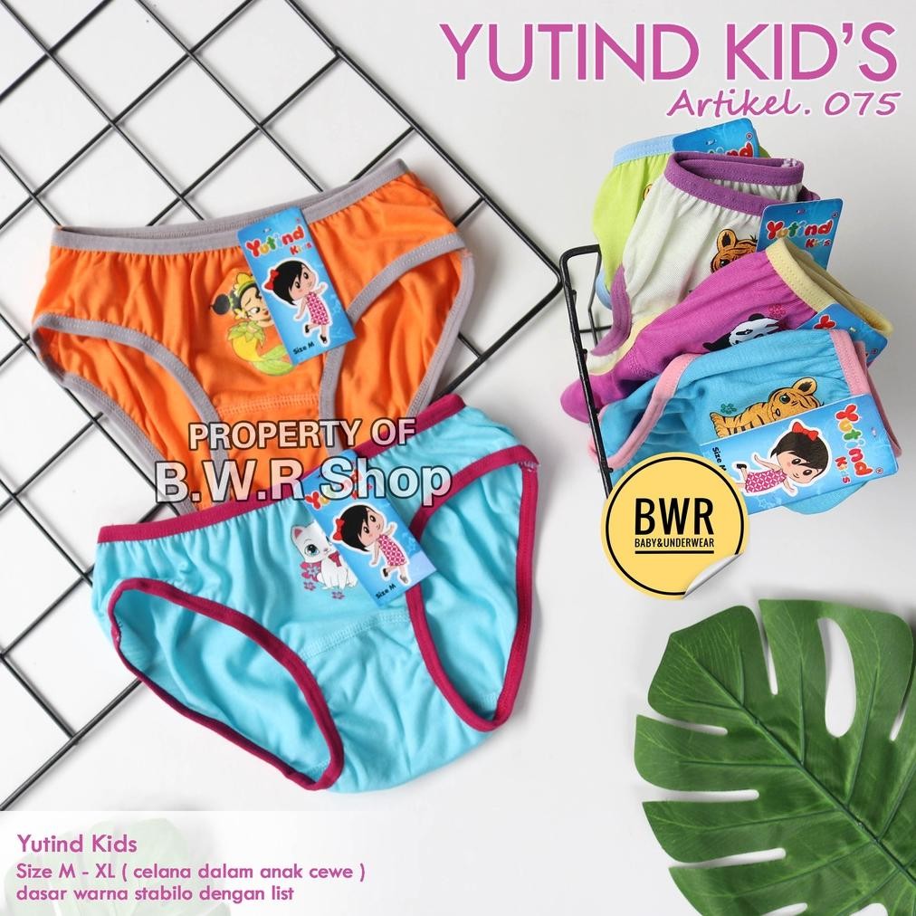 [ 6Pc ] Cd Anak Yutind 075 Stabilo List / Celana Dalam Anak Perempuan Yutind Kids List Warna | Bwr