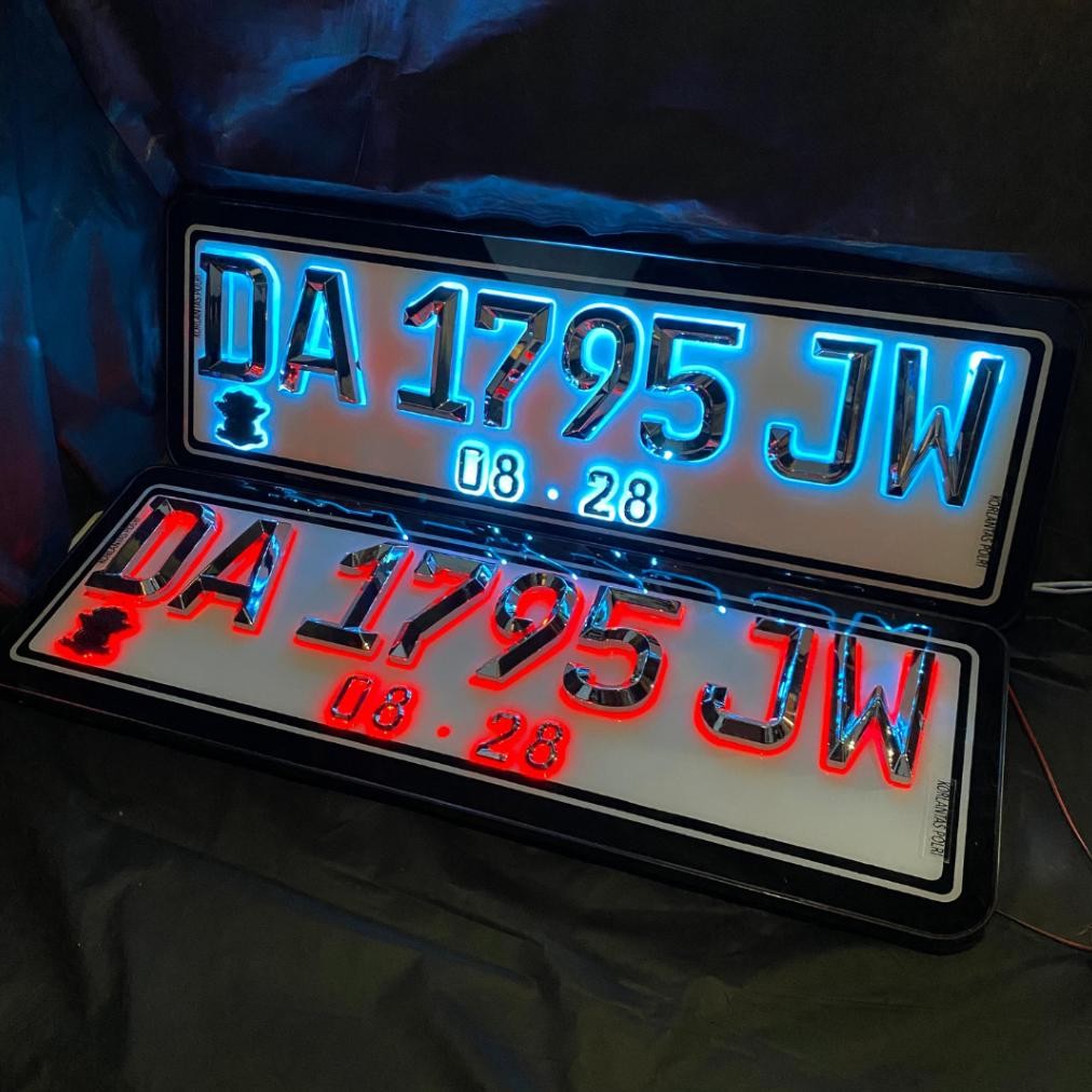 Plat Nomor Mobil LED Huruf Timbul Mewah Chrome Metalik