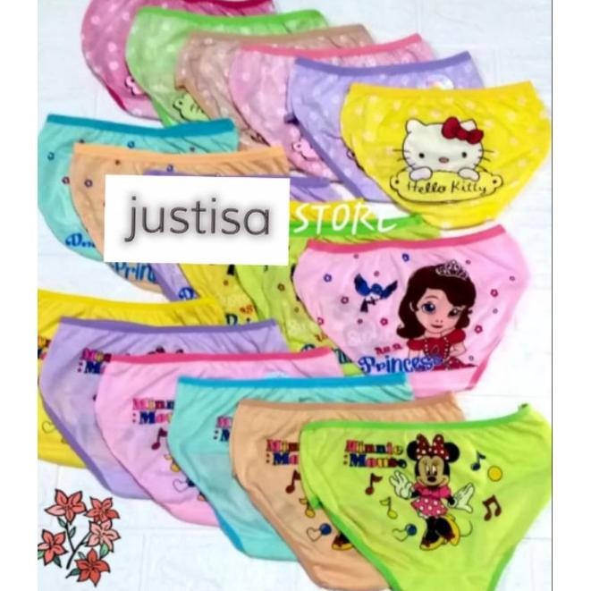 Murah..3,6 & 12 Pcs Celana Dalam Anak Perempuan Karakter Lucu Usia 1 Tahun - 8 Tahun Cd Anak Perempu