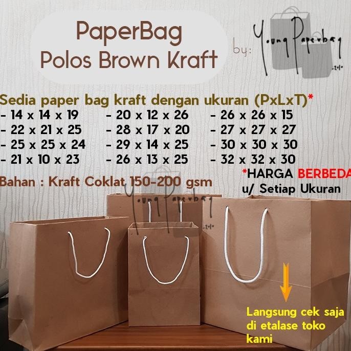 

If56 Paper Bag Kue/Nasi/Besek Box Polos Brown Kraft 27 x 27 x 30 150GSM Sale
