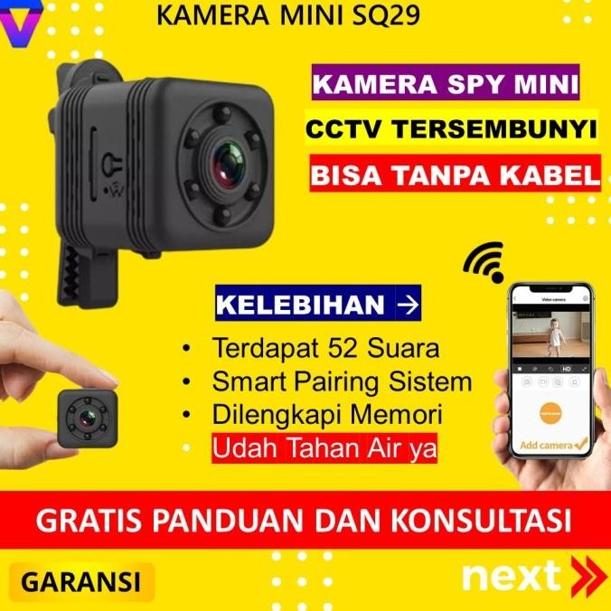 KAMERA PENGINTAI MINI TERSEMBUNYI WIFI TANPA KABEL SPY IP CAMERA SQ29 ENC