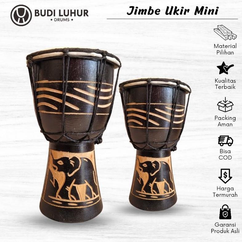 Terlaris Mainan Kendang Jimbe Mini Alat Musik Gendang Jimbe Anak Kecil Motif Ukir Untuk Hiasan Souve
