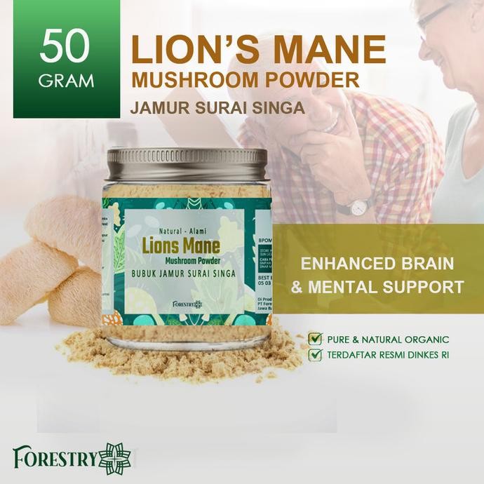 

Lions Mane Mushroom Powder 50Gram Forestry Jamur Surai singa murah