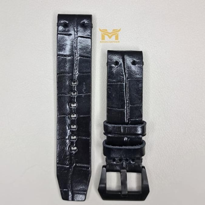 tali jam tangan kulit asli,strap kulit motif buaya/croco, 18mm 20mm 22mm 24mm murah