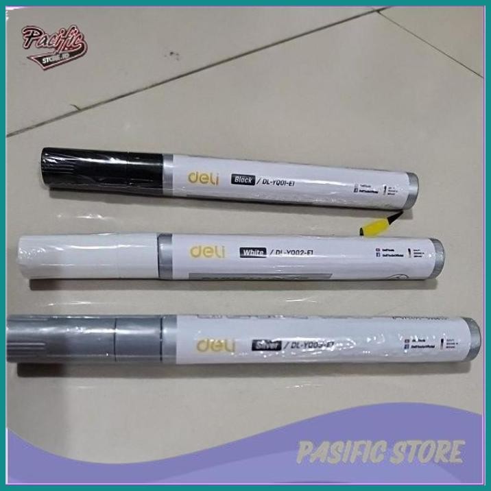 

NEW DELI PAINT MARKER SPIDOL BAN SPIDOL GAMBAR ANTI AIR MULTIFUNGSI TIP 2MM HITAM PUTIH SILVER ORI