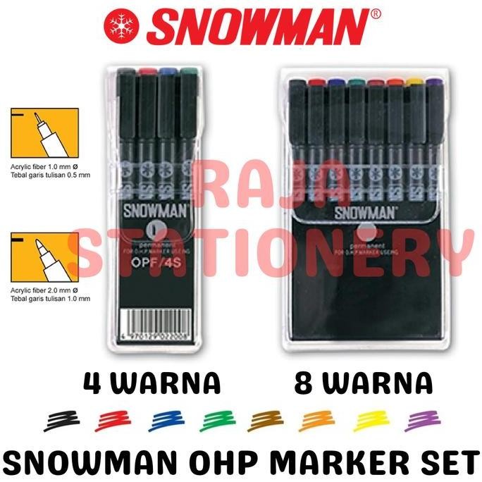 

Snowman Permanent Marker Opf Opm Set 4 8 Colours / Spidol Permanen Snowman Fine Medium Tip 4 8 Warna Ohp