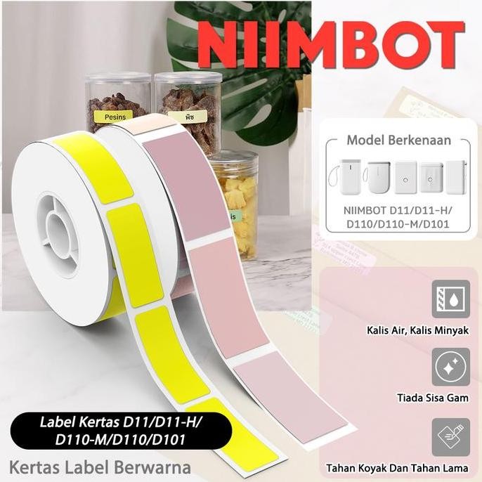 

Niimbot D11/D110/D101 Printer Label Kertas Stiker, Stiker Label Penanda Warna-Warni Co