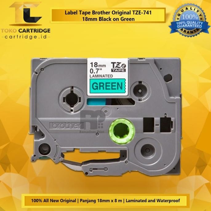 

Label Tape 18Mm Black On Green Tze-741 Casette New Original Co