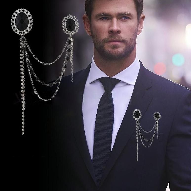 LNB-1217 Bros Rantai Jas Pria Wanita Lapel Pin Bros Jas Rantai Pin Kerah Kemeja Pin Bros Rantai Berk