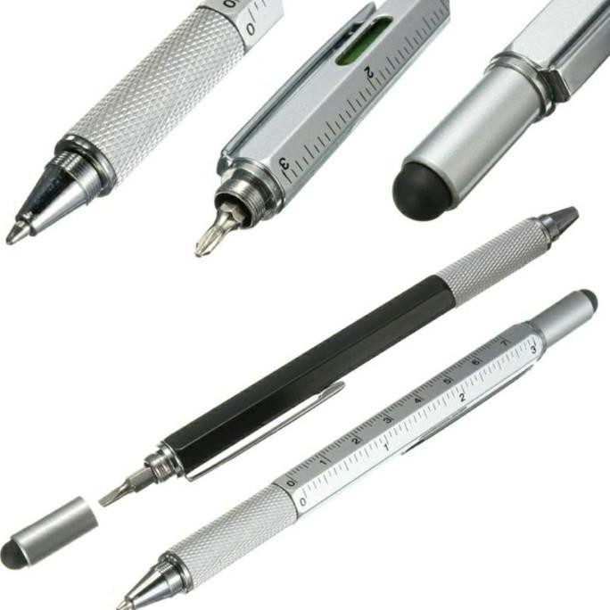 

[Good] pulpen pen Pena Multifungsi Plastik Stylus + Penggaris +Level + Obeng