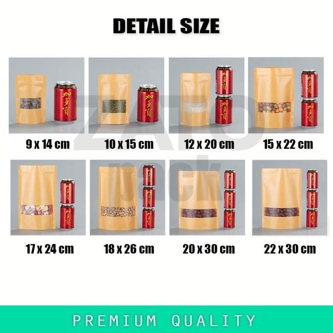 (Good) 9x14 Kraft paper bag BROWN standing pouch ZATOPACK - kemasan packaging