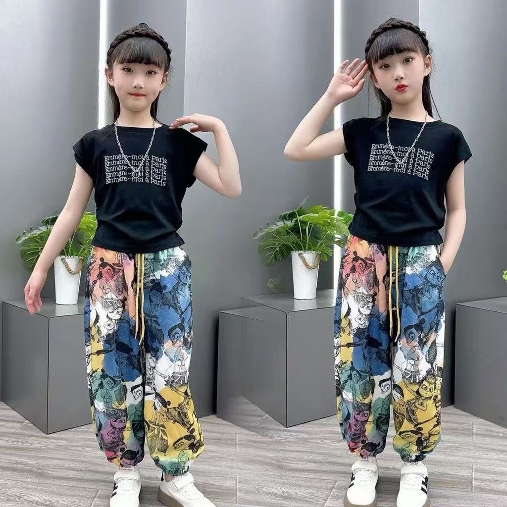 Pakaian Anak-anak Nezha Anti-nyamuk Keren Pakaian Longgar Modis Ikat Celup