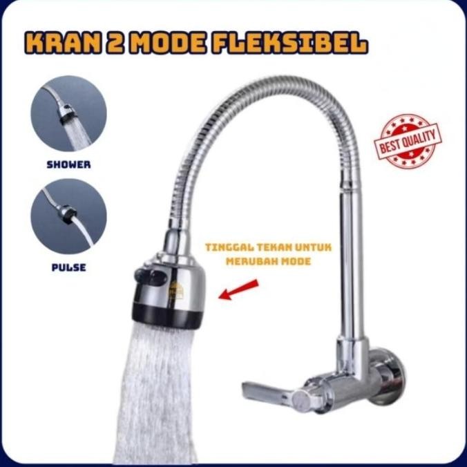 Kualitas terbaik] Kran angsa wastafel air cuci piring dapur keran air tembok fleksibel