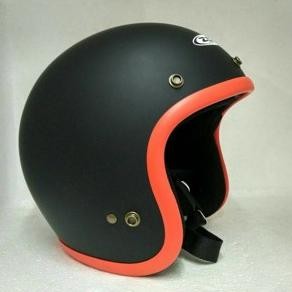 Sale Zeus 385 Matt Black Doff Red Helm Retro Classic Bogo Import Hitam Doff