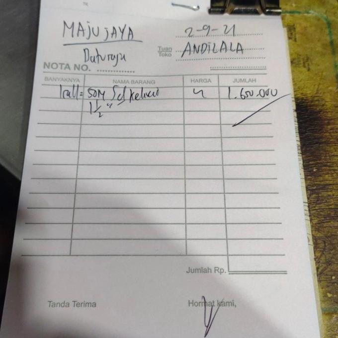 

monggo] nota pak andilala