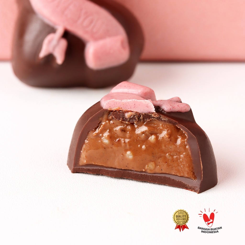

QH Chocolate Monggo Noisette Rose Box 60g Hadiah Hari Cinta Cokelat Love