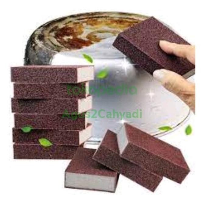 ```````] Busa pembersih penghilang karat kerak pisau panci amplas sponge besi