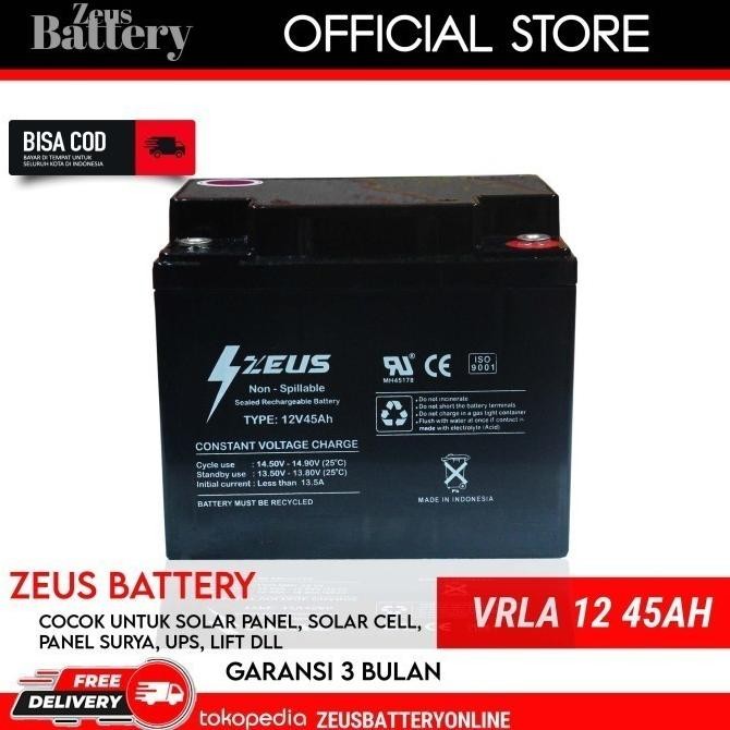 Aki Kering UPS dan Solar Panel VRLA GEL Zeus 12v / 45Ah